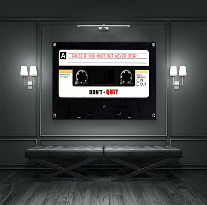 Pause If You Must, Never Stop Canvas Wall Art, Retro Cassette