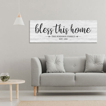 Personalized Bless This Home Farmhouse Canvas Sign