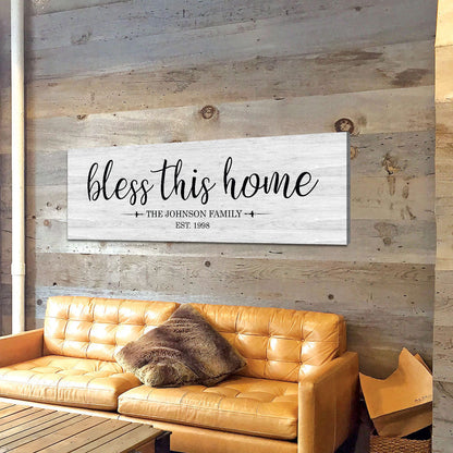 Personalized Bless This Home Farmhouse Canvas Sign