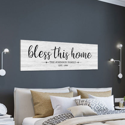 Personalized Bless This Home Farmhouse Canvas Sign