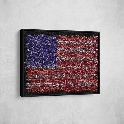 USA Bullet Flag Canvas Wall Art - Patriotic Decor