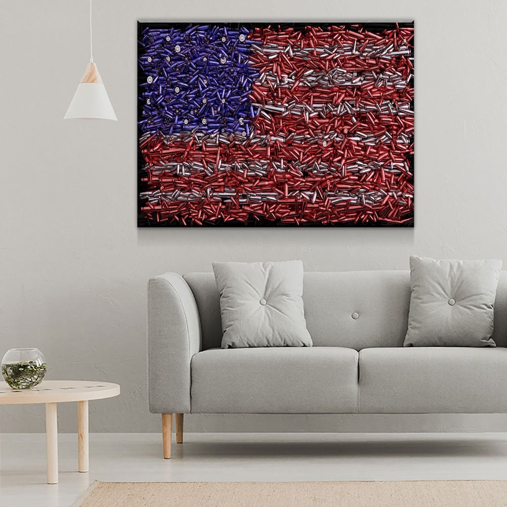 USA Bullet Flag Canvas Wall Art - Patriotic Decor