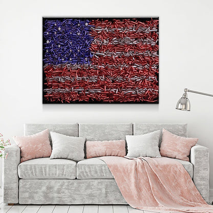 USA Bullet Flag Canvas Wall Art - Patriotic Decor