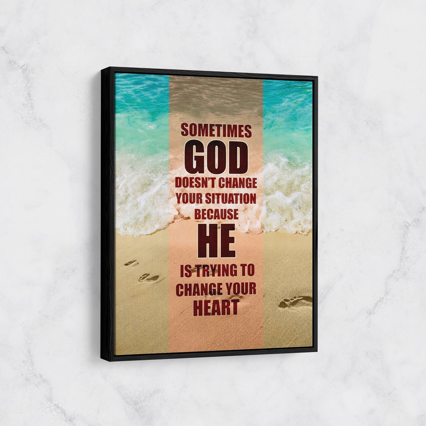 Sometimes God changes your heart faith canvas wall art quote for religious home decor