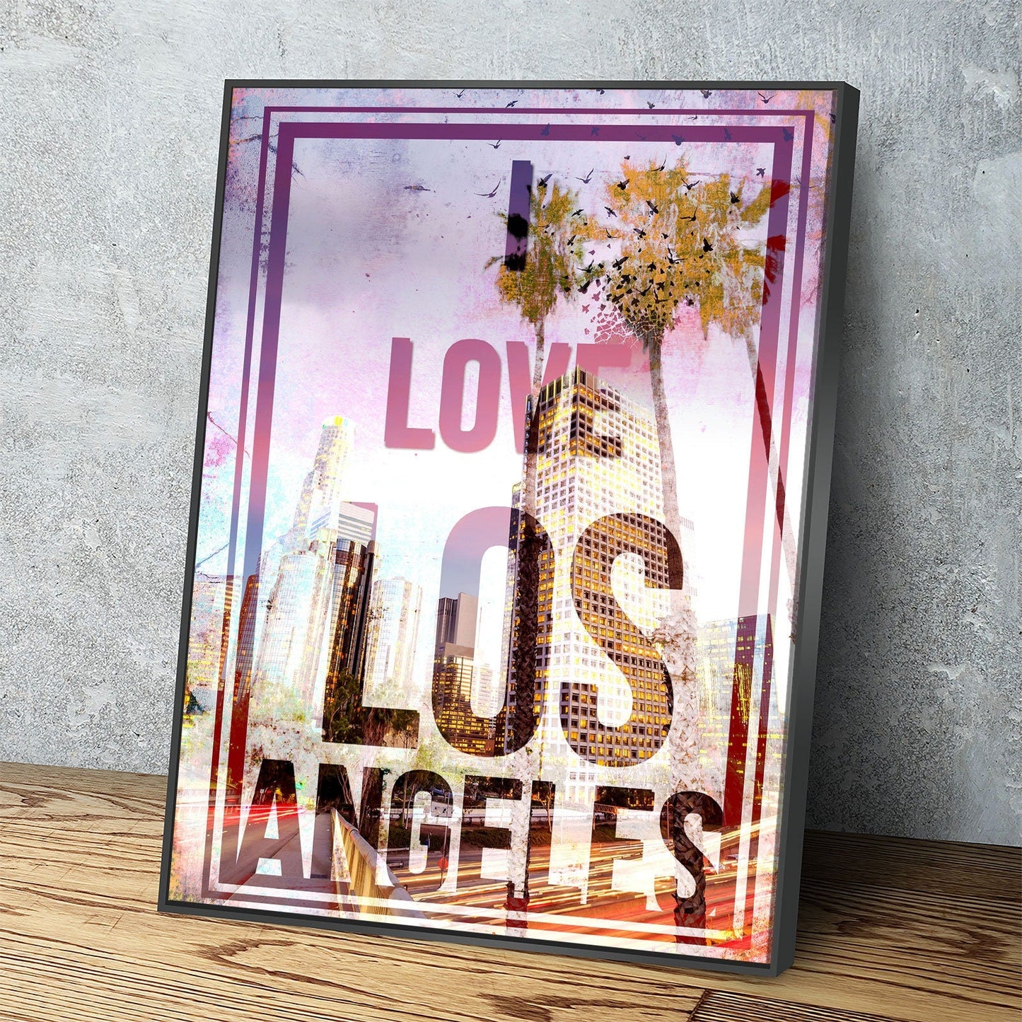 I Love Los Angeles canvas wall art in an apartment