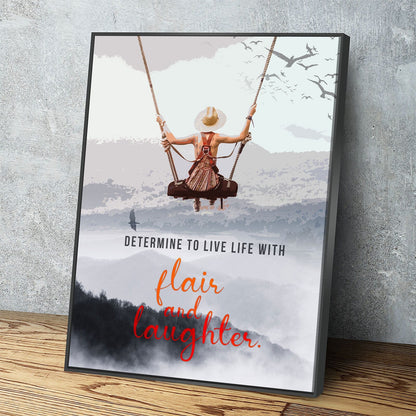 Determine to live with flair and laughter motivational canvas print