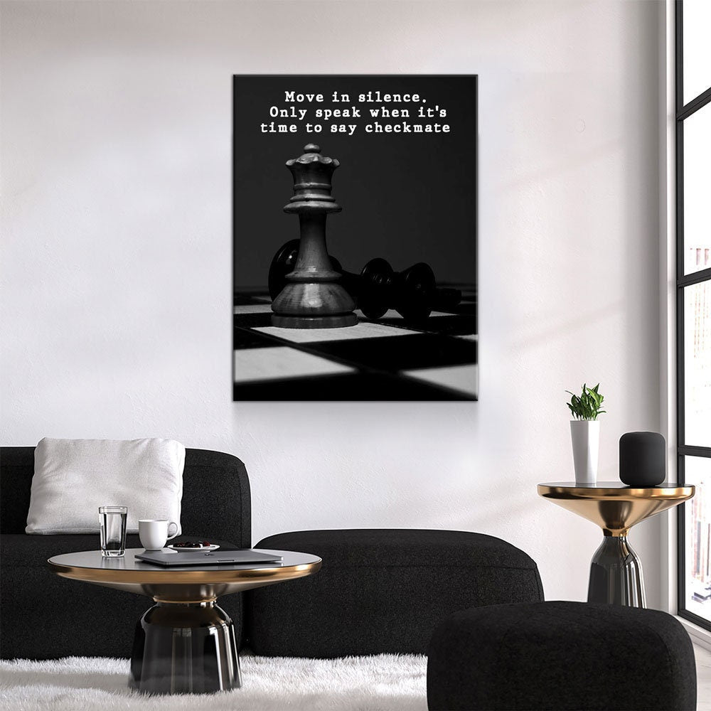 Move In Silence Speak In Checkmate Canvas Wall Art