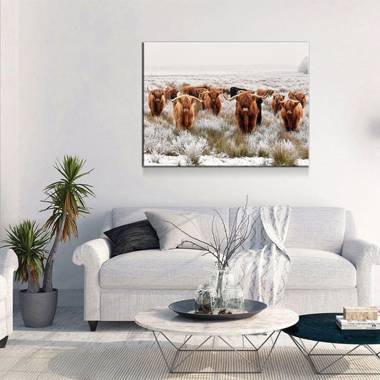 Highland Cows Canvas Wall Art, Scottish Ranch Decor