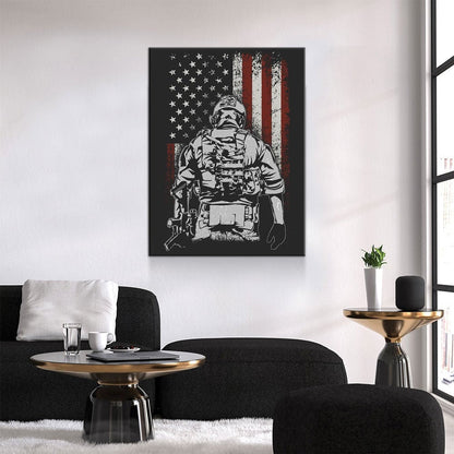 American Soldier Canvas Wall Art, Military Decor Print