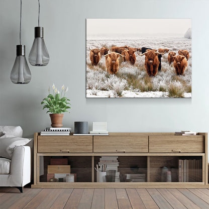 Highland Cows Canvas Wall Art, Scottish Ranch Decor