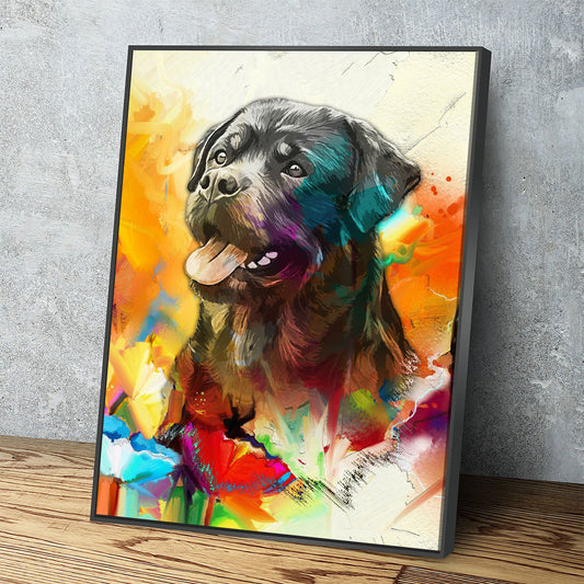 Abstract Rottweiler dog portrait canvas wall art