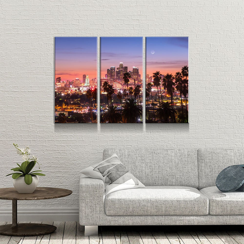 Los Angeles 3-Piece Canvas Wall Art Set, California Print