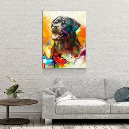 Abstract Rottweiler Canvas Wall Art, Dog Portrait Print
