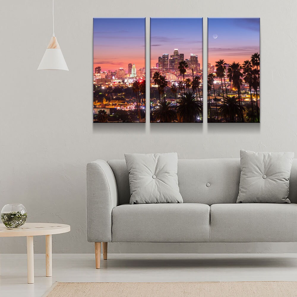 Los Angeles 3-Piece Canvas Wall Art Set, California Print