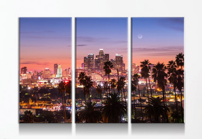 Los Angeles 3-piece canvas wall art set, California city decor