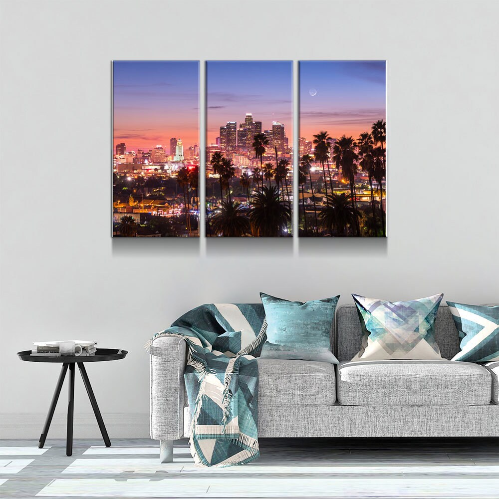 Los Angeles 3-Piece Canvas Wall Art Set, California Print