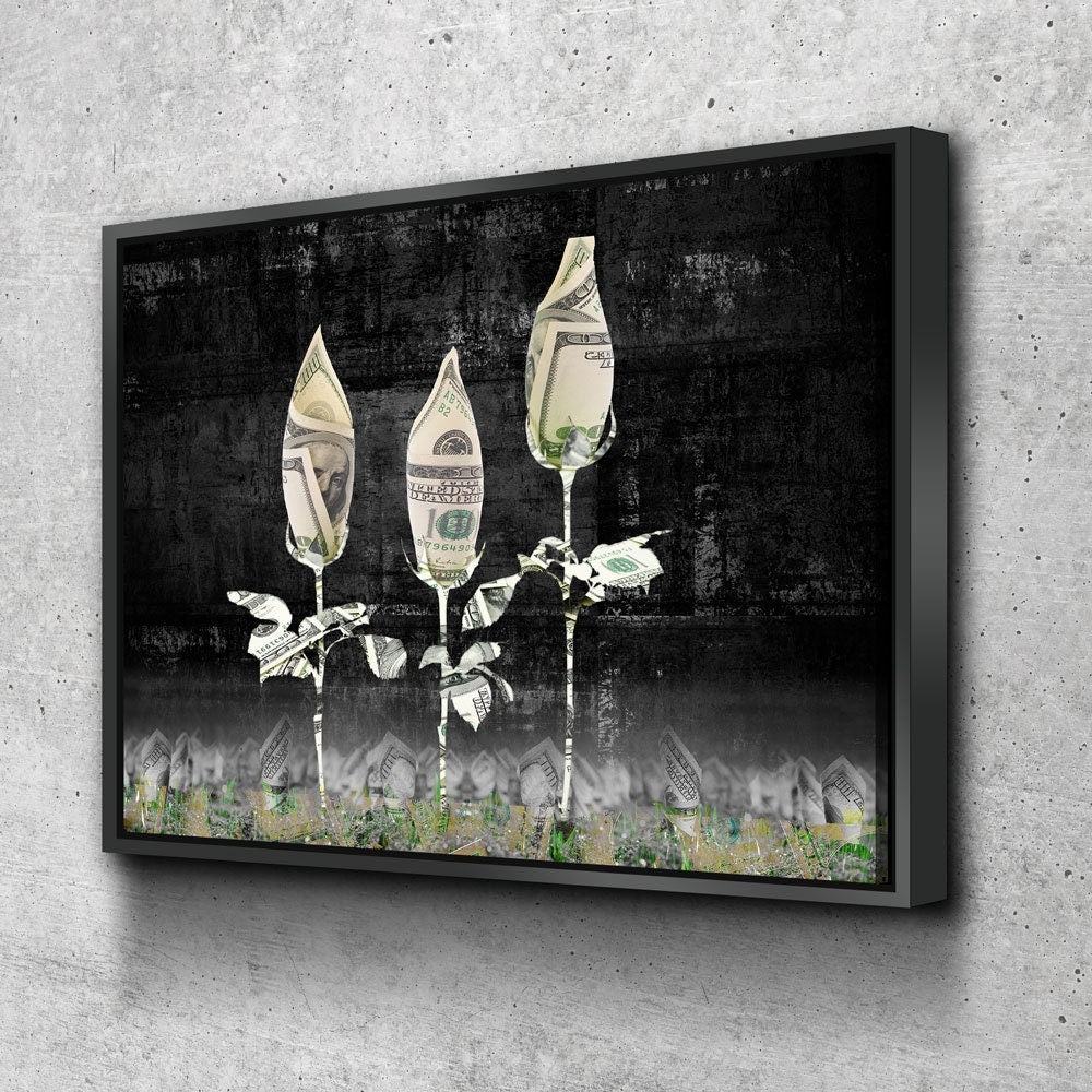 Money Roses Canvas Wall Art