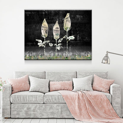 Money Roses Canvas Wall Art