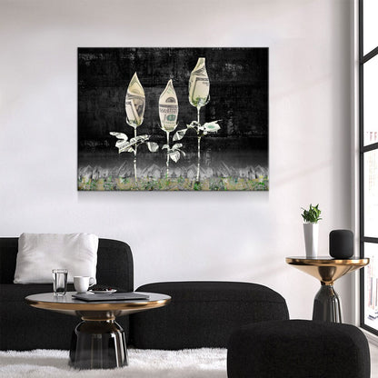 Money Roses Canvas Wall Art
