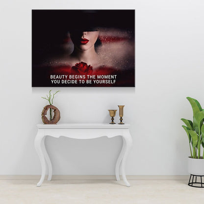 Beauty Begins The Moment You Decide To Be Yourself Canvas Wall Art