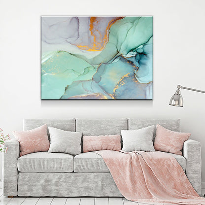 Modern abstract agate canvas wall art in a living room