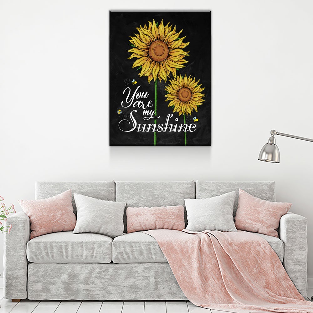You Are My Sunshine Canvas Wall Art, Sunflower Print