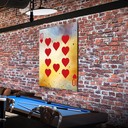 10 Of Hearts Vintage Playing Card Canvas Art