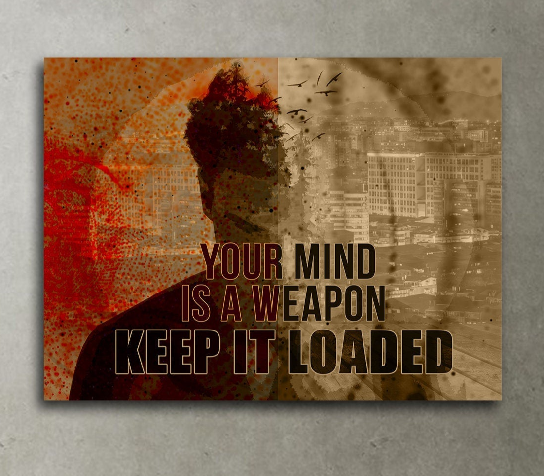 Your mind is a weapon keep it loaded motivational canvas print for gym wall