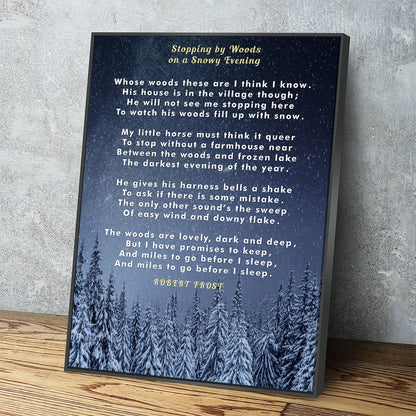 Robert Frost Stopping By Woods On A Snowy Evening poem canvas print