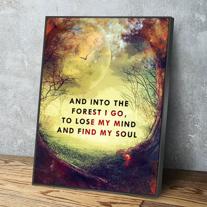 Into The Forest I Go Wiccan moon canvas wall art