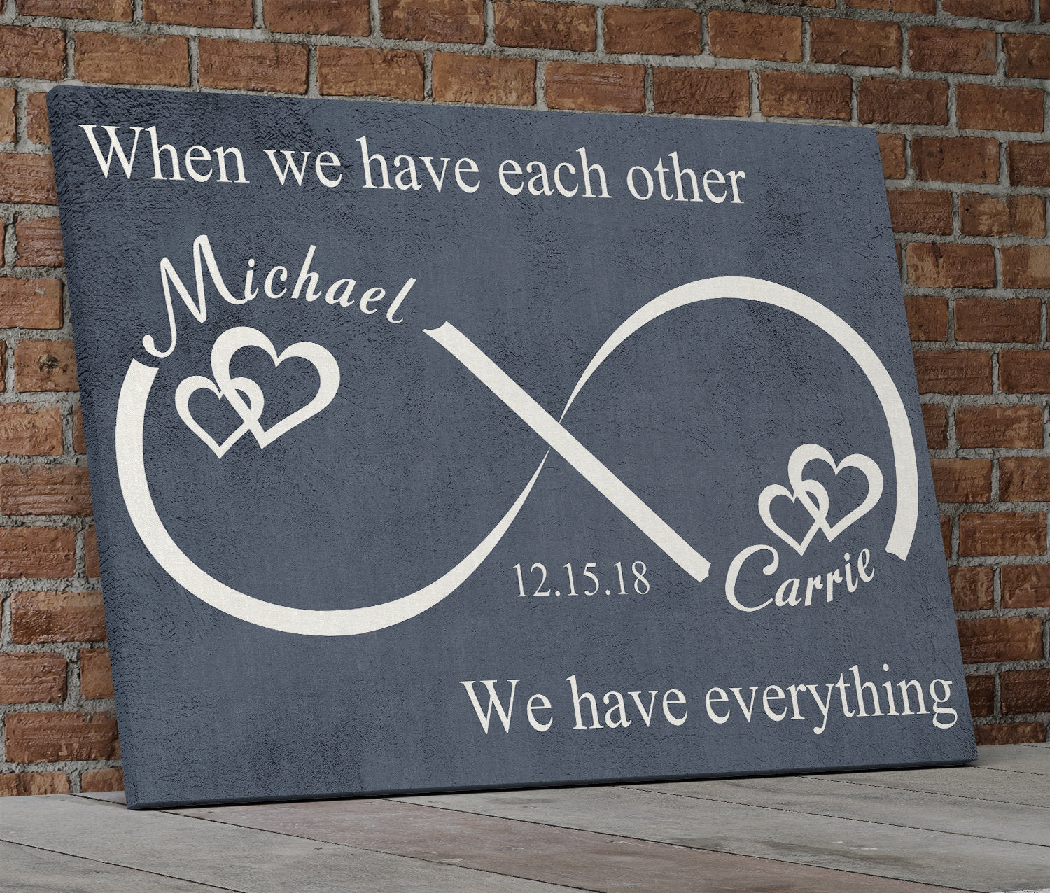 Personalized infinity love canvas wall art for couples