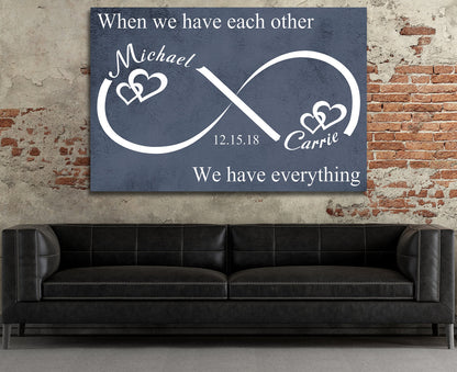 Personalized Infinity Love Canvas Art For Couples