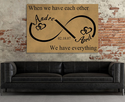 Personalized Infinity Love Canvas Art For Couples