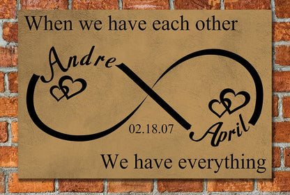 Personalized Infinity Love Canvas Art For Couples
