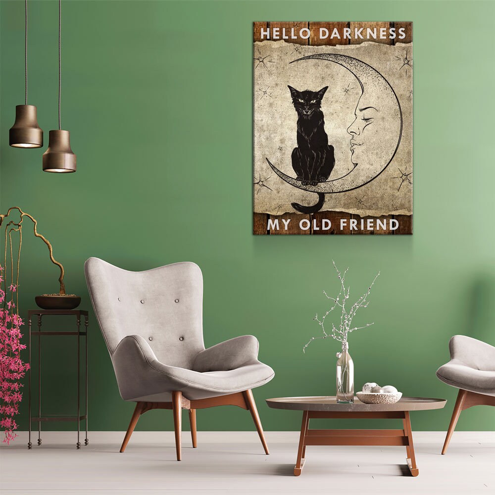Hello Darkness My Old Friend Canvas Wall Art, Wiccan Print