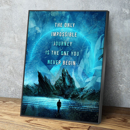 The Only Impossible Journey motivational canvas wall art for office decor