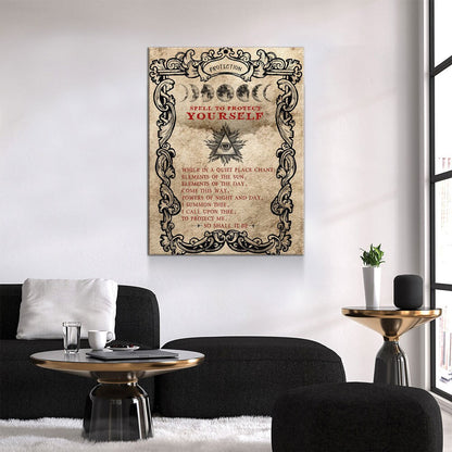 Spell To Protect Canvas Wall Art, Wiccan Protection Print