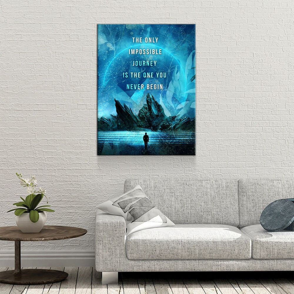 The Only Impossible Journey Canvas Wall Art, Motivational