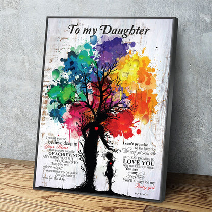 To My Daughter Love Mom canvas wall art quote for daughter gift decor