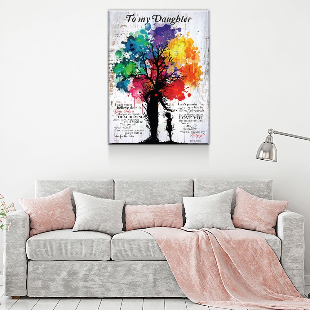 To My Daughter Love Mom Canvas Wall Art