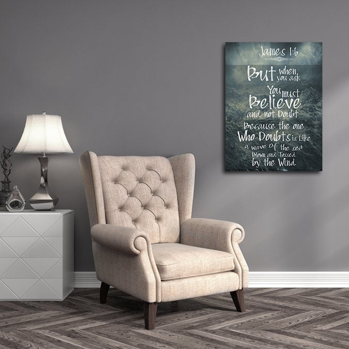 James 1:6 Scripture Canvas Wall Art, Believe And Not Doubt