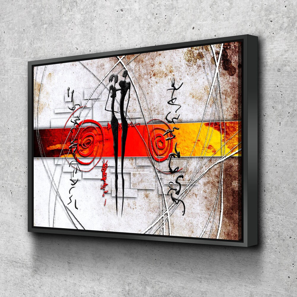 African couple canvas wall art, ethnic retro portrait print