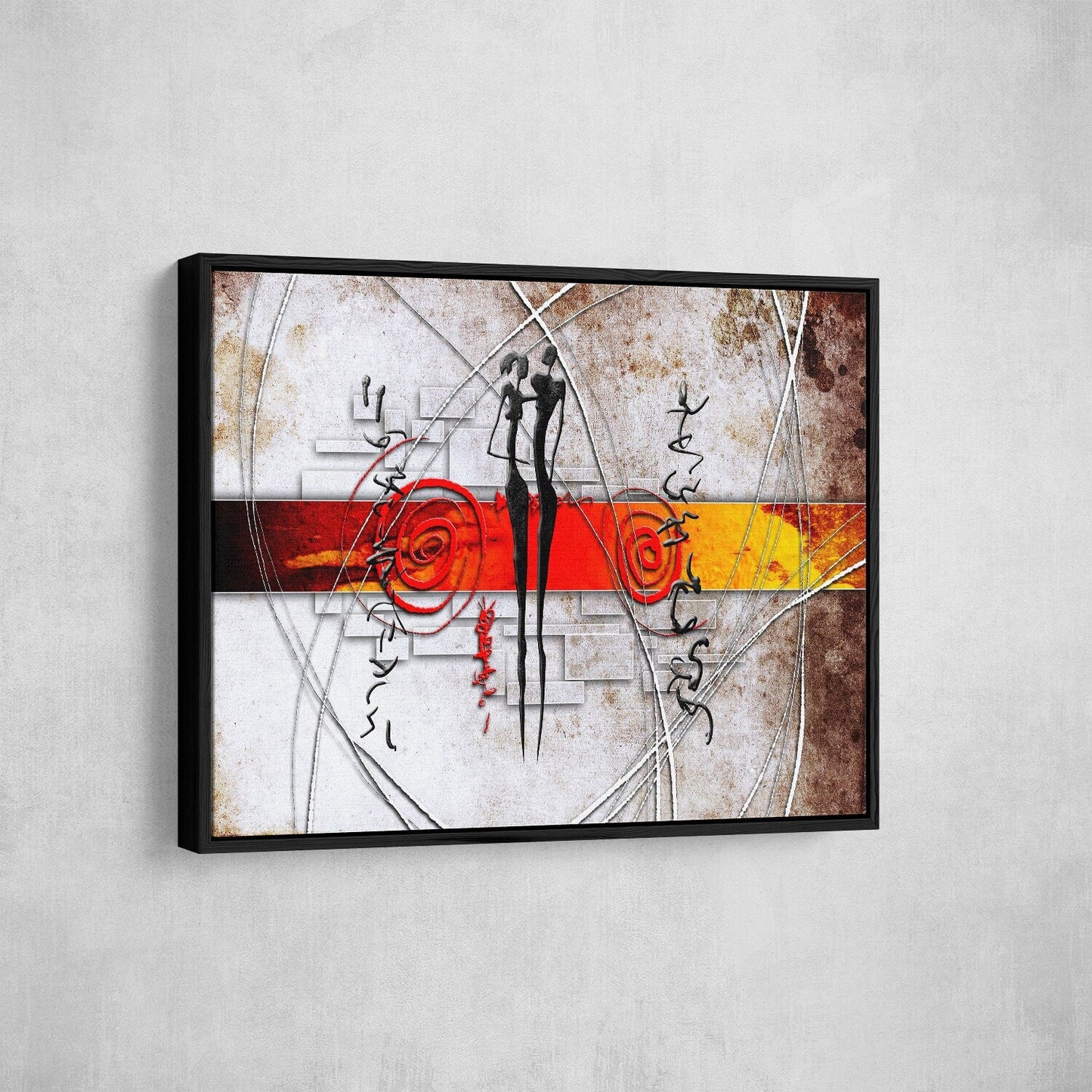 African Couple Canvas Wall Art, Ethnic Retro Portrait