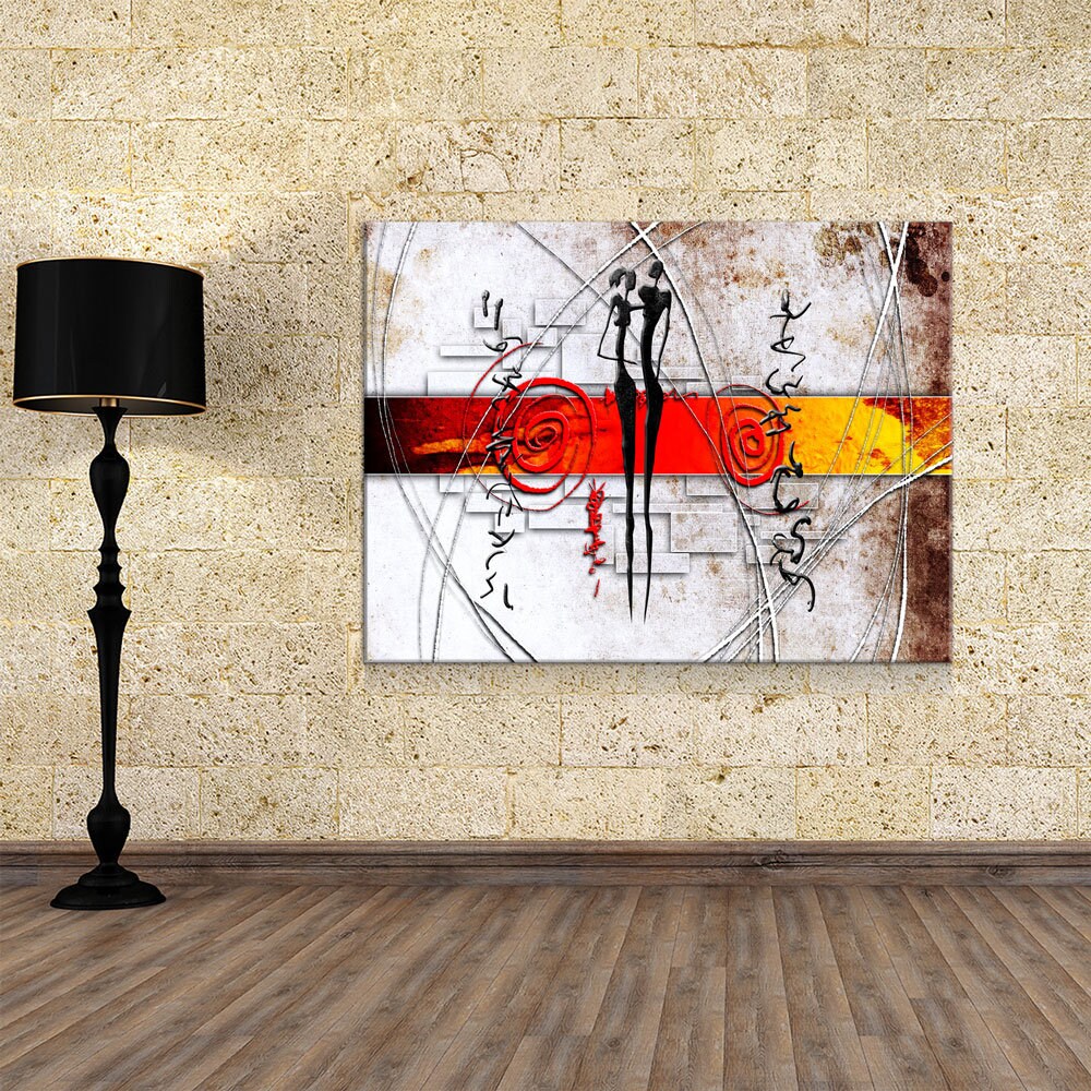 African Couple Canvas Wall Art, Ethnic Retro Portrait