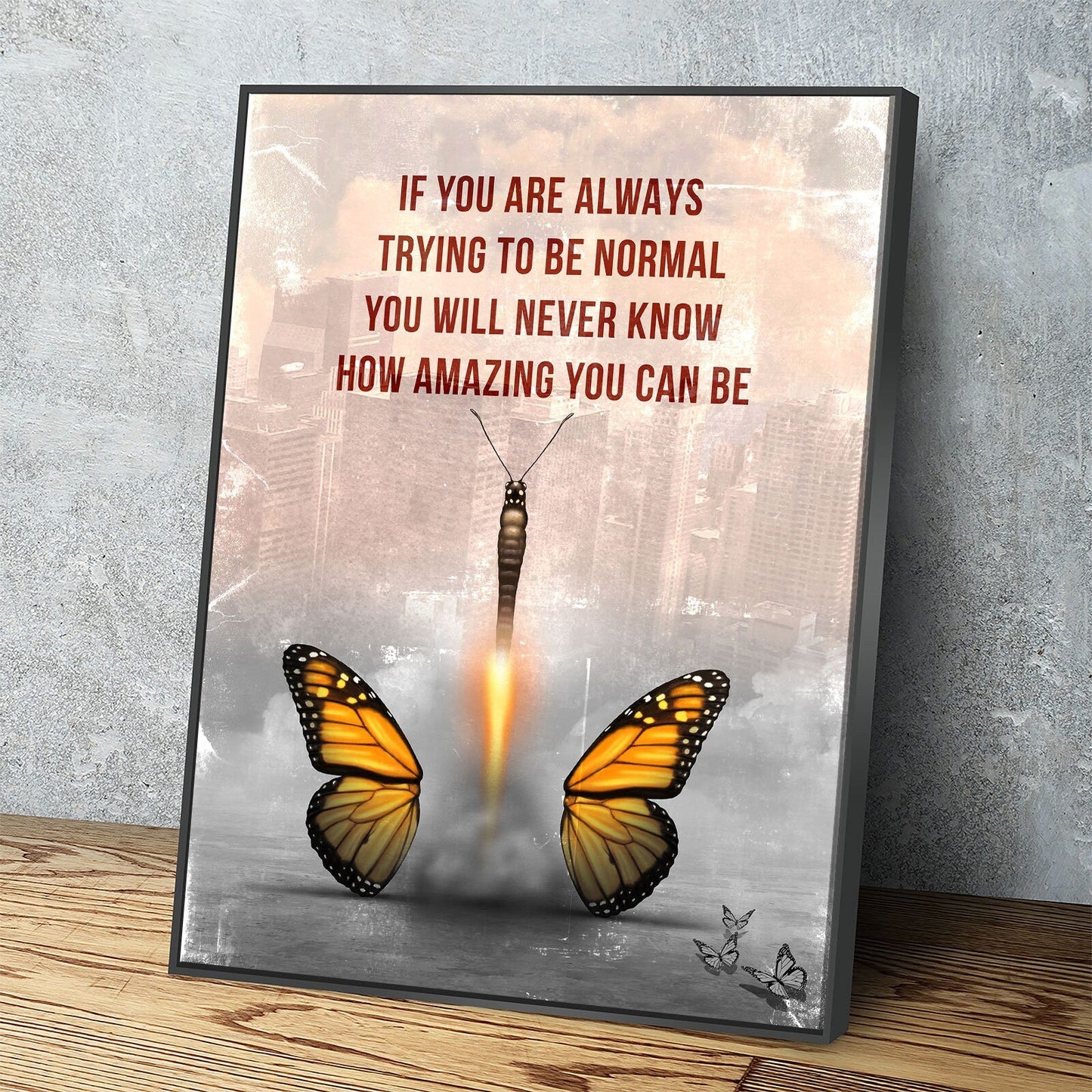 Butterfly motivational quote canvas wall art with soft pastel colors