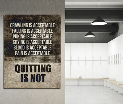 Quitting Is Not Motivational Canvas Wall Art, Gym Decor