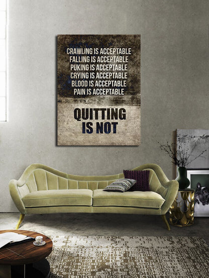 Quitting Is Not Motivational Canvas Wall Art, Gym Decor