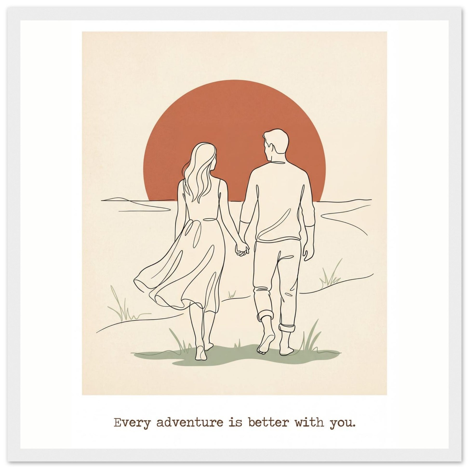 Romantic Wall Art - Couples Poster for Your Bedroom - 40x40 cm / 16x16″ - White frame / Ready-to-hang - Sparkycare