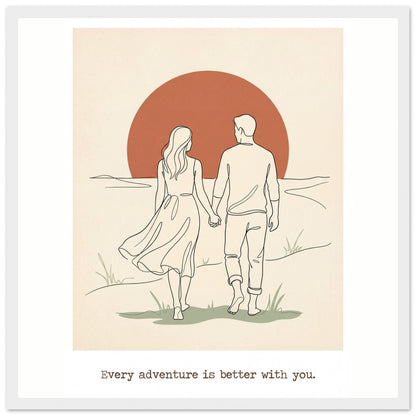 Romantic Wall Art - Couples Poster for Your Bedroom - 40x40 cm / 16x16″ - White frame / Ready-to-hang - Sparkycare