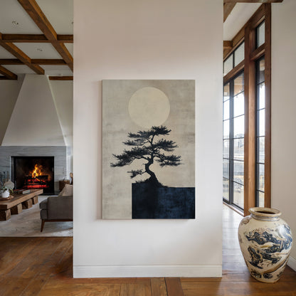 Zen Bonsai Tree Minimalist Japanese Wall Art